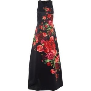 Ted Baker Juxtapose Maxi Red Dress in Black